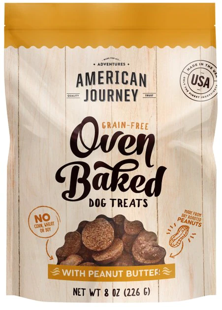American Journey Peanut Butter Recipe Grain-Free Oven Baked Crunchy Biscuit Dog Treats 3 American Journey Peanut Butter Recipe Grain-Free Oven Baked Crunchy Biscuit Dog Treats