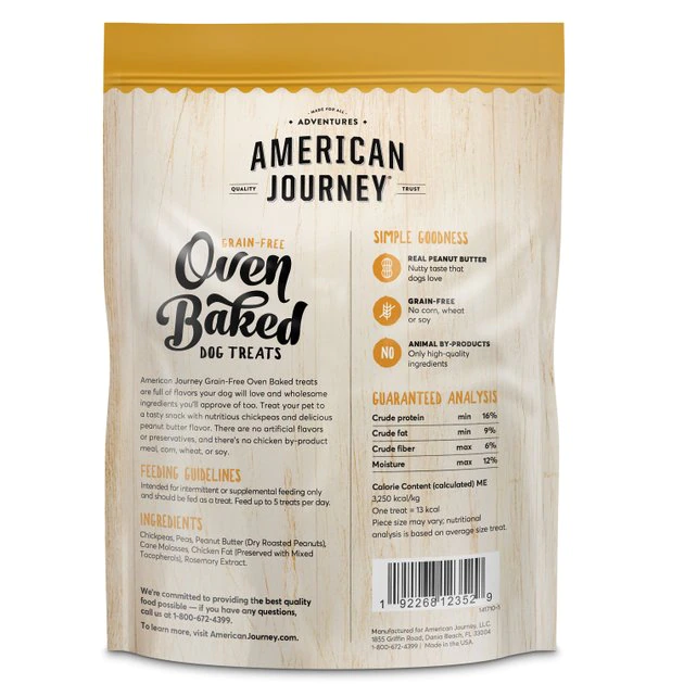 American Journey Peanut Butter Recipe Grain-Free Oven Baked Crunchy Biscuit Dog Treats 4 American Journey Peanut Butter Recipe Grain-Free Oven Baked Crunchy Biscuit Dog Treats - Image 2