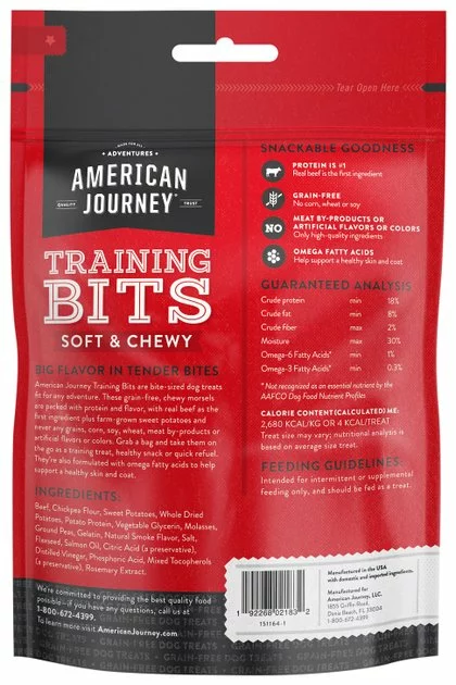 American Journey Beef Recipe Grain-Free Soft & Chewy Training Bits Dog Treats 4 American Journey Beef Recipe Grain-Free Soft & Chewy Training Bits Dog Treats - Image 2