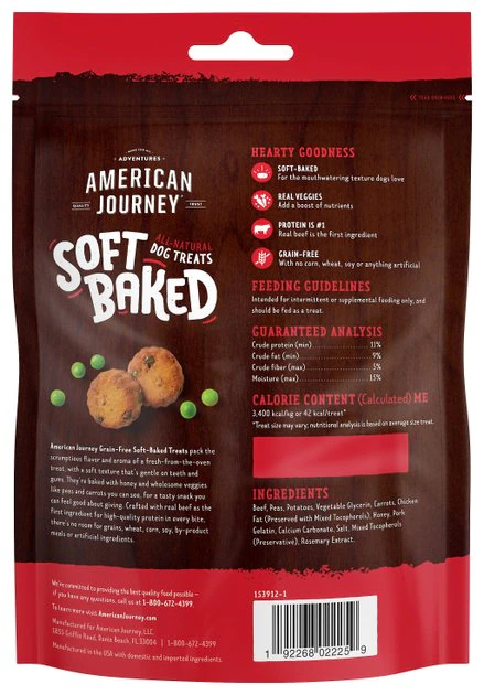 American Journey Beef Recipe Grain-Free Soft-Baked Dog Treats 4 American Journey Beef Recipe Grain-Free Soft-Baked Dog Treats - Image 2