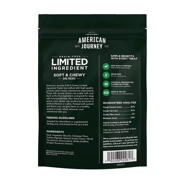 American Journey Limited Ingredient Grain-Free Duck Recipe Soft & Chewy Dog Treats 4 American Journey Limited Ingredient Grain-Free Duck Recipe Soft & Chewy Dog Treats - Image 2