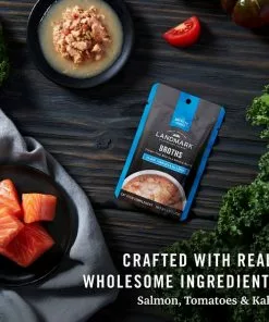 American Journey Landmark Broths Salmon, Tomatoes & Kale Recipe Wet Cat Food Complement Pouches, 1.4 oz case of 16 -American Journey Store 219486 PT4. SY630 V1608240134