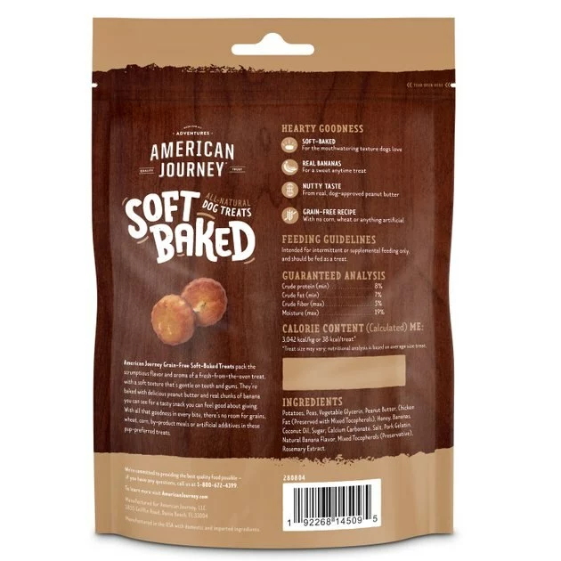 American Journey With Peanut Butter & Banana Grain-Free Soft-Baked Dog Treats, 8-oz bag 4 American Journey With Peanut Butter & Banana Grain-Free Soft-Baked Dog Treats, 8-oz bag - Image 2