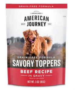 American Journey Savory Toppers Beef Recipe in Gravy Grain-Free Dog Food Topper, 3-oz pouches, case of 24