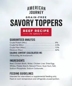 American Journey Savory Toppers Beef Recipe in Gravy Grain-Free Dog Food Topper, 3-oz pouches, case of 24 -American Journey Store 286953 PT7. SY630 V1628535748