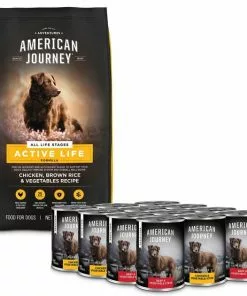 American Journey Active Life Formula Chicken, Brown Rice & Vegetables Recipe Dry Food + Stews Poultry & Beef Grain-Free Canned Dog Food