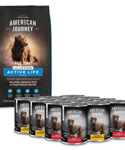 American Journey Active Life Formula Salmon, Brown Rice & Vegetables Recipe Dry Food + Stews Poultry & Beef Grain-Free Canned Dog Food