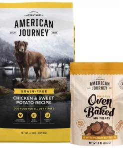 American Journey Chicken & Sweet Potato Recipe Grain-Free Dry Food + Peanut Butter Recipe Grain-Free Oven Baked Crunchy Biscuit Dog Treats