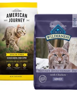 American Journey||Blue Buffalo American Journey Chicken Recipe + Blue Buffalo Wilderness Chicken Recipe Grain-Free Dry Cat Food