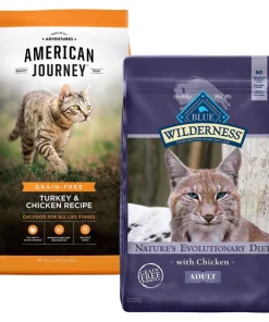 American Journey||Blue Buffalo American Journey Turkey & Chicken Recipe + Blue Buffalo Wilderness Chicken Recipe Grain-Free Dry Cat Food