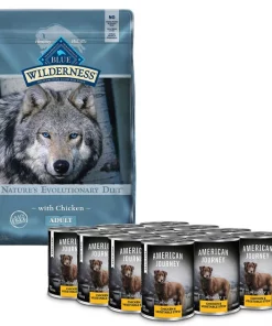 Blue Buffalo||American Journey Blue Buffalo Wilderness Chicken Recipe Grain-Free Dry Food + American Journey Stews Chicken & Vegetables Recipe in Gravy Grain-Free Canned Dog Food