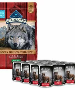 Blue Buffalo||American Journey Blue Buffalo Wilderness Rocky Mountain Recipe with Red Meat Adult Grain-Free Dry Food + American Journey Stews Beef & Vegetables Recipe in Gravy Grain-Free Canned Dog Food