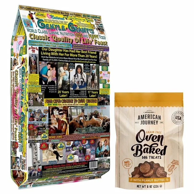 Gentle Giants||American Journey Gentle Giants Canine Nutrition Chicken Dry Food + American Journey Peanut Butter Recipe Grain-Free Oven Baked Crunchy Biscuit Dog Treats 3 Gentle Giants||American Journey Gentle Giants Canine Nutrition Chicken Dry Food + American Journey Peanut Butter Recipe Grain-Free Oven Baked Crunchy Biscuit Dog Treats