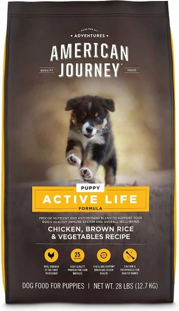 American Journey Active Life Formula Puppy Chicken, Brown Rice & Vegetables Recipe Dog Food, 28-lb bag + American Journey Beef Recipe Grain-Free Soft & Chewy Training Bits Dog Treats, 4-oz bag 4 American Journey Active Life Formula Puppy Chicken, Brown Rice & Vegetables Recipe Dog Food, 28-lb bag + American Journey Beef Recipe Grain-Free Soft & Chewy Training Bits Dog Treats, 4-oz bag - Image 2