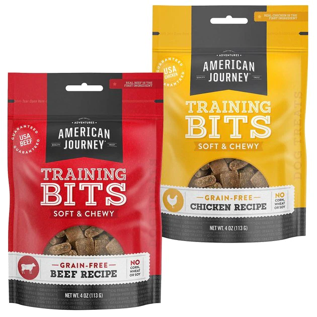 American Journey Beef Recipe Grain-Free Soft & Chewy Training Bits Dog Treats, 4-oz bag + American Journey Chicken Recipe Grain-Free Soft & Chewy Training Bits Dog Treats, 4-oz bag 3 American Journey Beef Recipe Grain-Free Soft & Chewy Training Bits Dog Treats, 4-oz bag + American Journey Chicken Recipe Grain-Free Soft & Chewy Training Bits Dog Treats, 4-oz bag