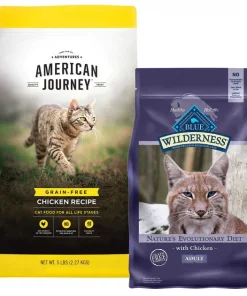 American Journey||Blue Buffalo American Journey Chicken Recipe Grain-Free Dry Cat Food, 5-lb bag + Blue Buffalo Wilderness Chicken Recipe Grain-Free Dry Cat Food, 6-lb bag