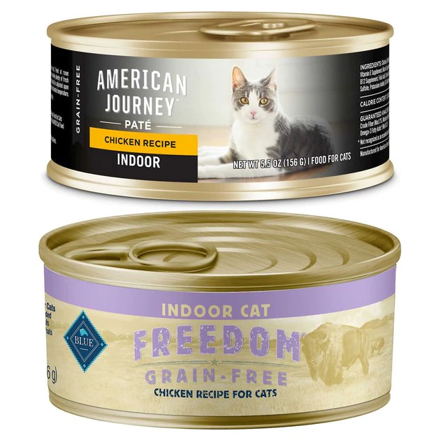American Journey||Blue Buffalo American Journey Indoor Pate Chicken Recipe Grain-Free Canned Cat Food, 5.5-oz, case of 24 + Blue Buffalo Freedom Indoor Adult Chicken Recipe Grain-Free Canned Cat Food, 5.5-oz, case of 24 3 American Journey||Blue Buffalo American Journey Indoor Pate Chicken Recipe Grain-Free Canned Cat Food, 5.5-oz, case of 24 + Blue Buffalo Freedom Indoor Adult Chicken Recipe Grain-Free Canned Cat Food, 5.5-oz, case of 24