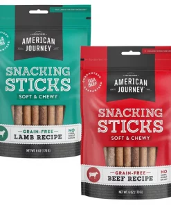 American Journey Lamb Recipe Grain-Free Soft & Chewy Snacking Sticks Dog Treats, 6-oz bag + American Journey Beef Recipe Grain-Free Soft & Chewy Snacking Sticks Dog Treats, 6-oz bag