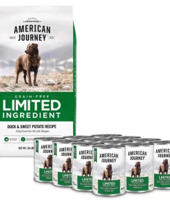 American Journey Limited Ingredient Duck & Sweet Potato Recipe Grain-Free Dry Dog Food, 24-lb bag + American Journey Limited Ingredient Diet Duck & Sweet Potato Recipe Grain-Free Canned Dog Food, 12.5-oz, case of 12