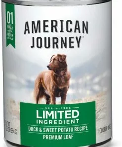 American Journey Limited Ingredient Duck & Sweet Potato Recipe Grain-Free Dry Dog Food, 24-lb bag + American Journey Limited Ingredient Diet Duck & Sweet Potato Recipe Grain-Free Canned Dog Food, 12.5-oz, case of 12 -American Journey Store 297750 PT4. SY630 V1621305741
