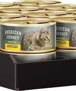 American Journey||Wellness American Journey Minced Chicken & Tuna Recipe in Gravy Grain-Free Canned Cat Food, 3-oz, case of 24 + Wellness Minced Tuna Dinner Grain-Free Canned Cat Food, 3-oz, case of 24 -American Journey Store 297758 PT3. SY630 V1621299139