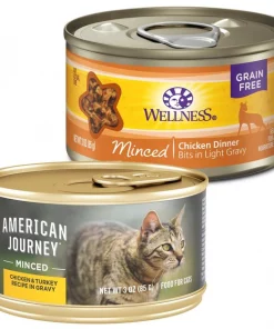 American Journey||Wellness American Journey Minced Chicken & Turkey Recipe in Gravy Grain-Free Canned Cat Food, 3-oz, case of 24 + Wellness Minced Chicken Dinner Grain-Free Canned Cat Food, 3-oz, case of 24