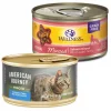 American Journey||Wellness American Journey Minced Salmon & Tuna Recipe in Gravy Grain-Free Canned Cat Food, 3-oz, case of 24 + Wellness Complete Health Natural Minced Salmon Dinner Grain-Free Canned Cat Food, 3-oz, case of 24