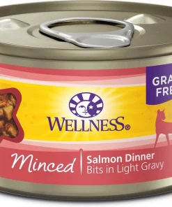 American Journey||Wellness American Journey Minced Salmon & Tuna Recipe in Gravy Grain-Free Canned Cat Food, 3-oz, case of 24 + Wellness Complete Health Natural Minced Salmon Dinner Grain-Free Canned Cat Food, 3-oz, case of 24 -American Journey Store 297778 PT4. SY630 V1621301862