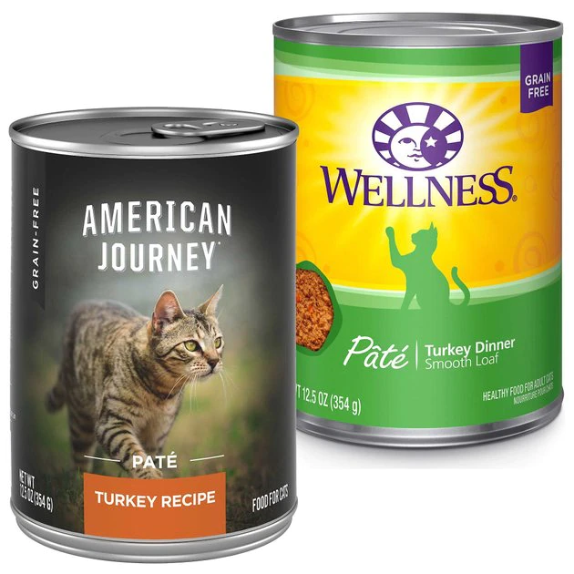 American Journey||Wellness American Journey Pate Turkey Recipe Grain-Free Canned Cat Food, 12.5-oz, case of 12 + Wellness Complete Health Turkey Formula Grain-Free Canned Cat Food, 12.5-oz, case of 12 3 American Journey||Wellness American Journey Pate Turkey Recipe Grain-Free Canned Cat Food, 12.5-oz, case of 12 + Wellness Complete Health Turkey Formula Grain-Free Canned Cat Food, 12.5-oz, case of 12