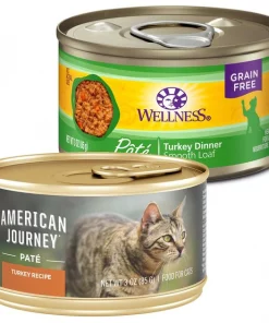 American Journey||Wellness American Journey Pate Turkey Recipe Grain-Free Canned Cat Food, 3-oz, case of 24 + Wellness Complete Health Turkey Formula Grain-Free Canned Cat Food, 3-oz, case of 24
