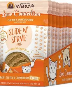 Weruva||American Journey Weruva Slide N' Serve Love Connection Chicken & Salmon Dinner Pate Grain-Free Cat Food Pouches, 5.5-oz pouch, case of 12 + American Journey 100% Chicken Freeze-Dried Grain-Free Cat Treats, 5-oz bag -American Journey Store 298768 PT3. SY630 V1623203863