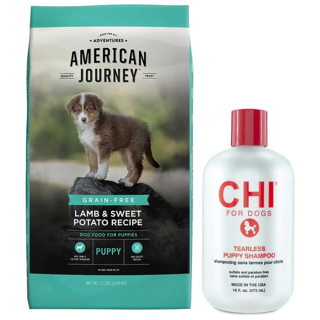 American Journey||CHI American Journey Puppy Lamb & Sweet Potato Recipe Grain-Free Dry Dog Food + CHI Tearless Shampoo 3 American Journey||CHI American Journey Puppy Lamb & Sweet Potato Recipe Grain-Free Dry Dog Food + CHI Tearless Shampoo