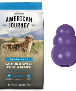American Journey||KONG American Journey Senior Salmon & Sweet Potato Recipe Grain-Free Dry Food + KONG Senior Dog Toy, Large