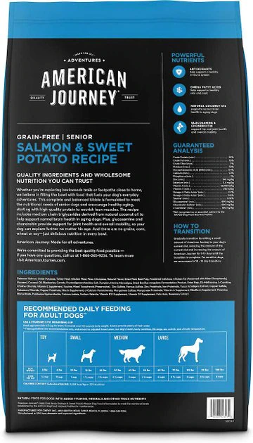 American Journey||KONG American Journey Senior Salmon & Sweet Potato Recipe Grain-Free Dry Food + KONG Senior Dog Toy, Large 5 American Journey||KONG American Journey Senior Salmon & Sweet Potato Recipe Grain-Free Dry Food + KONG Senior Dog Toy, Large - Image 3
