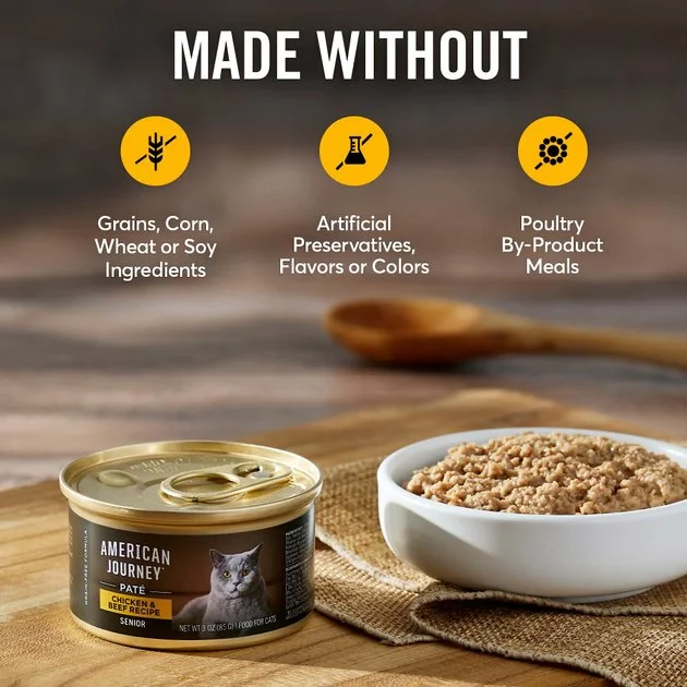 American Journey Senior Pate Chicken & Beef Recipe Canned Cat Food 5 American Journey Senior Pate Chicken & Beef Recipe Canned Cat Food - Image 3