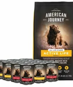 American Journey Active Life Formula Poultry & Beef Variety Pack Canned Dog Food + Chicken, Brown Rice & Vegetables Recipe Dry Food