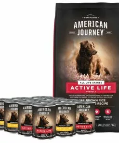 American Journey Active Life Formula Poultry & Beef Variety Pack Canned Dog Food + Beef, Brown Rice & Vegetables Recipe Dry Food