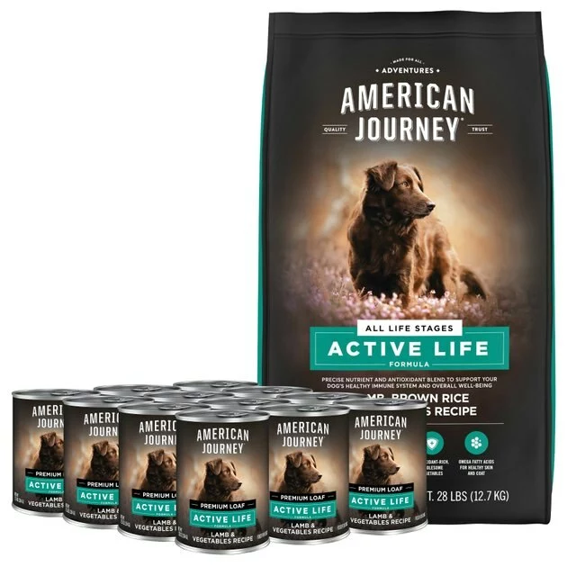 American Journey Active Life Formula Lamb & Garden Vegetables Recipe Canned Dog Food + Lamb, Brown Rice & Vegetables Recipe Dry Food 3 American Journey Active Life Formula Lamb & Garden Vegetables Recipe Canned Dog Food + Lamb, Brown Rice & Vegetables Recipe Dry Food