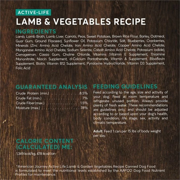 American Journey Active Life Formula Lamb & Garden Vegetables Recipe Canned Dog Food + Lamb, Brown Rice & Vegetables Recipe Dry Food 6 American Journey Active Life Formula Lamb & Garden Vegetables Recipe Canned Dog Food + Lamb, Brown Rice & Vegetables Recipe Dry Food - Image 4