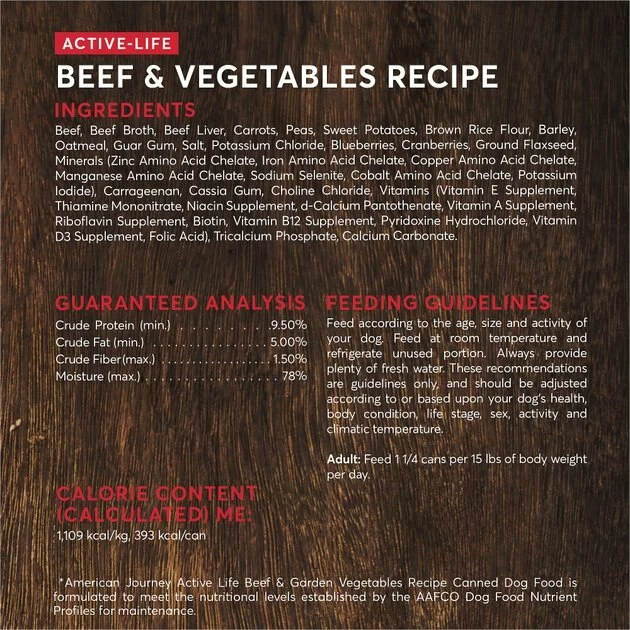 American Journey Active Life Formula Beef & Garden Vegetables Recipe Canned Dog Food + Beef, Brown Rice & Vegetables Recipe Dry Food 6 American Journey Active Life Formula Beef & Garden Vegetables Recipe Canned Dog Food + Beef, Brown Rice & Vegetables Recipe Dry Food - Image 4