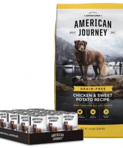 American Journey Chicken Recipe Grain-Free Canned Dog Food + Chicken & Sweet Potato Recipe Dry Food