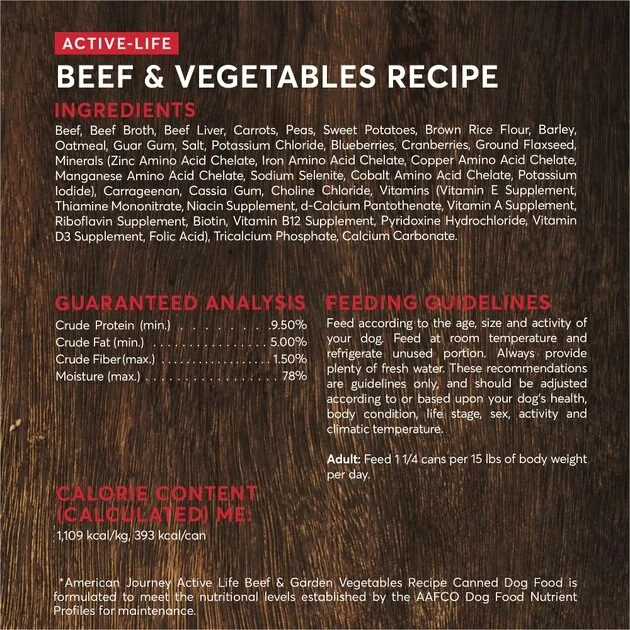 American Journey Active Life Formula Beef & Garden Vegetables Recipe Canned Food + Beef, Brown Rice & Vegetables Recipe Dry Dog Food 6 American Journey Active Life Formula Beef & Garden Vegetables Recipe Canned Food + Beef, Brown Rice & Vegetables Recipe Dry Dog Food - Image 4